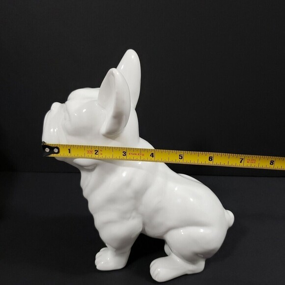 WHITE Ceramic French Bulldog Figurine Statue Sitting French Bulldog Frenchy Male - Picture 9 of 10